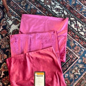 Set of Three Pink Velour Throw Pillowcases